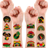 96 PCS Happy Juneteenth Freedom Day Temporary Tattoos Theme Birthday Party Decorations Supplies Favors Decor African Americans Independence Tattoo Stickers Gifts For Kids Boys Girls School Prizes
